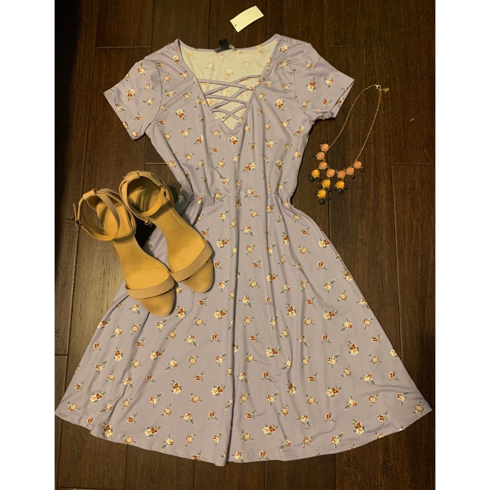 Lilac Floral Skater Dress